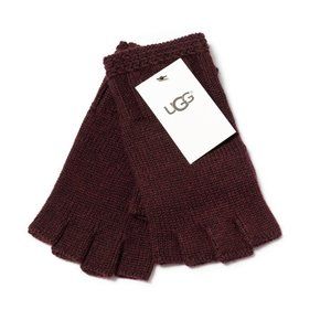 NWT UGG Port Burgundy Knit Wool Blend Fingerless Gloves OS